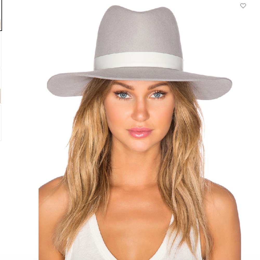 Janessa Leone Henningsen Wool Wide Brim Hat in Silver Sand Gray size Medium